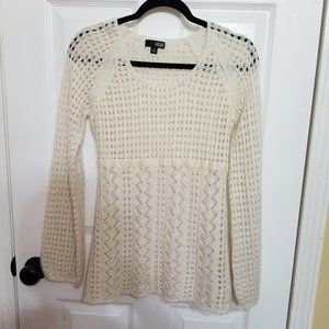 A.N.A. Ivory Open Knit Metallic Thead  Sweater.